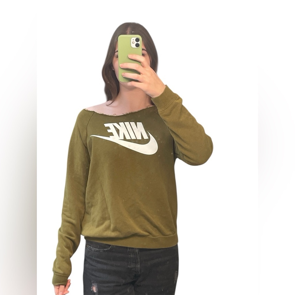 Nike Green Long Sleeve Off The Shoulder Top See Measurements For Size GUC